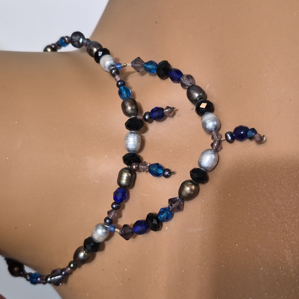 Handcrafted Multi Beaded 2 Wire Strand Beaded Cho… - image 5